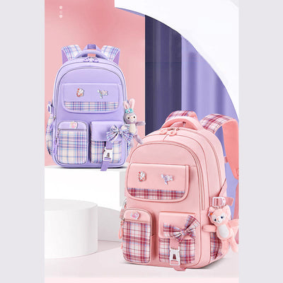 Backpack For Girls Cute Cartoon Pendant Lightweight Large Capacity Schoolbag