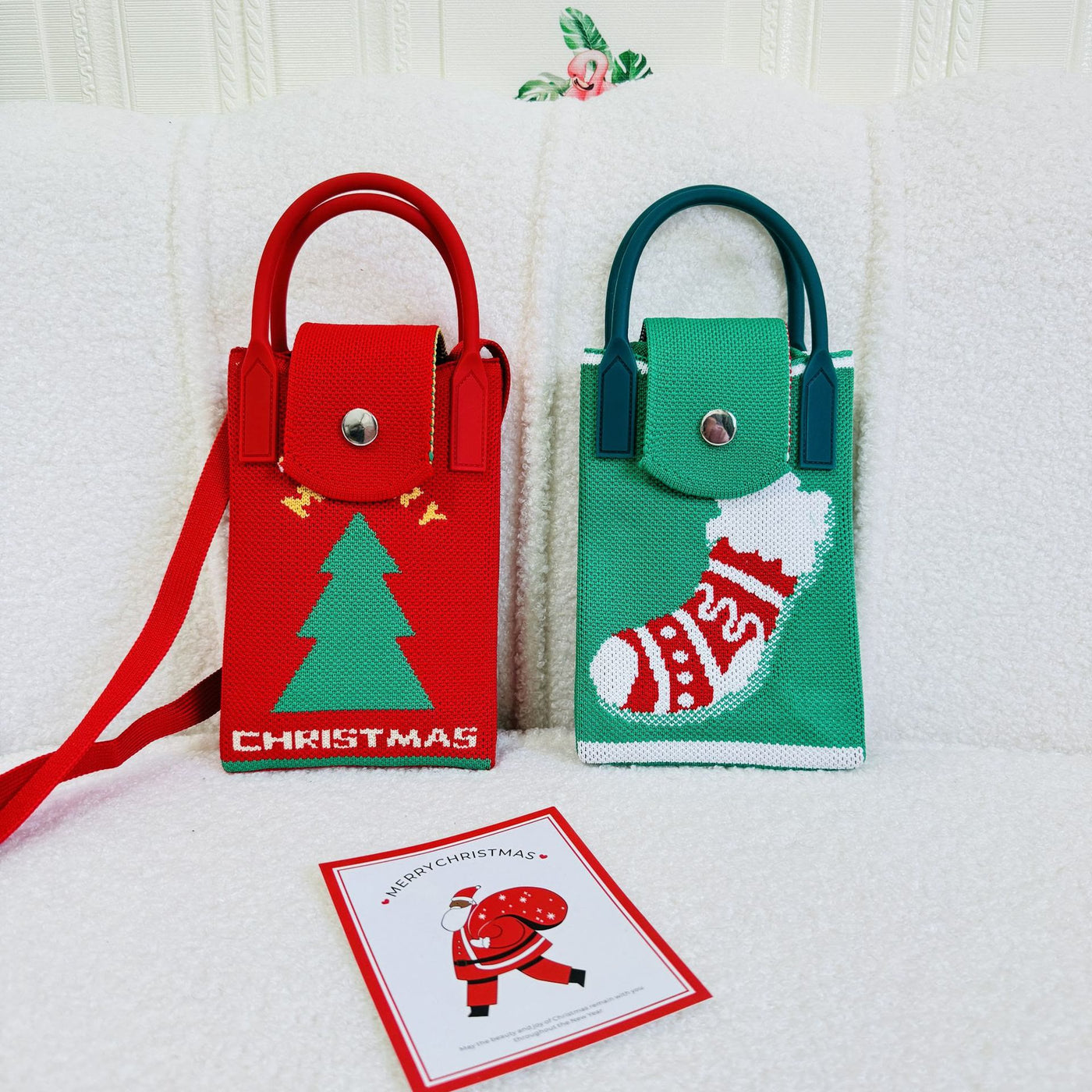 Christmas Style Phone Bag For Women Knitted Crossbody Bag