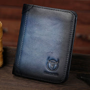 Wallet For Men Genuine Leather Vertical Multiple Slot Short Purse