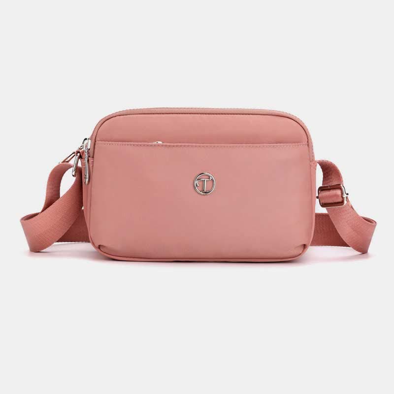 Triple Zip Small Crossbody Purse for Women Lightweight Casual Shoulder Bag