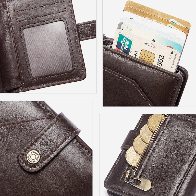 RFID Bifold Business Short Wallet With Chain