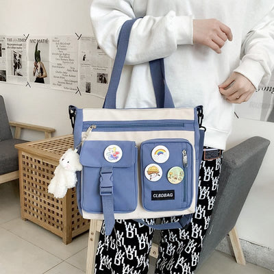 Tote Bag For Students Large Capacity Zipper Nylon Crossbody Bag