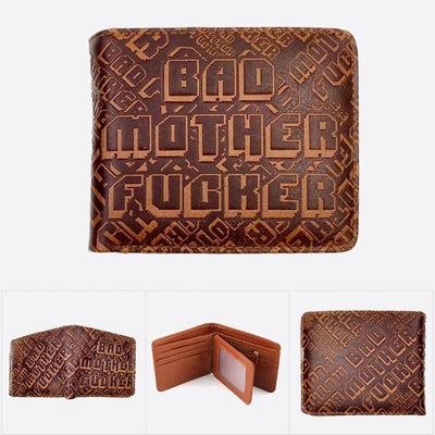 Bad Mother F**ker Print Wallet For Men Vegan Leather Purse