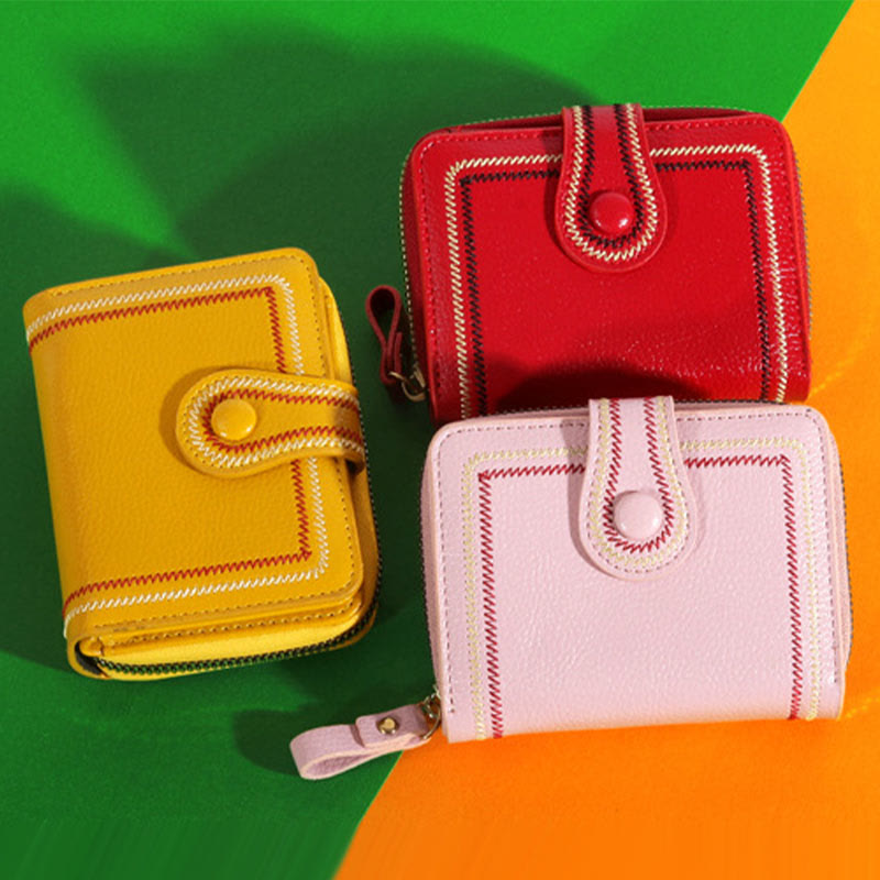 Cute Small Wallet For Girls Short Retro Zipper Card Holder