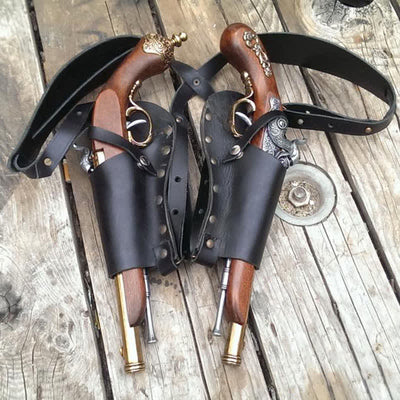 Retro Medieval Leather Shoulder Holster Adjustable Underarm Double Shoulder Bag