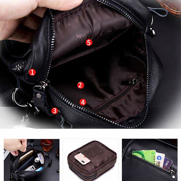 Genuine Leather Crossbody Bag for Men Messenger Bag Shoulder Bag