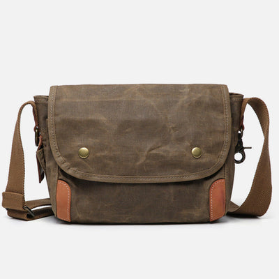 Retro Crossbody Bag For Men Commutor Waterproof Canvas Messenger Purse