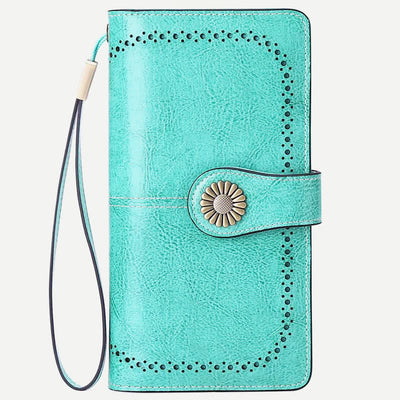 Women RFID Blocking Leather Wallet Multi-slot Credit Card Holder Clutch