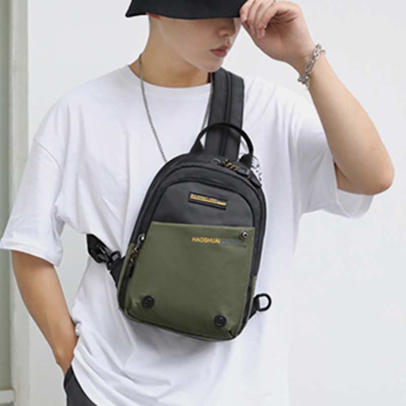 Sling Bag for Men Casual Waterproof Adjustable Zipper Straps Backpack