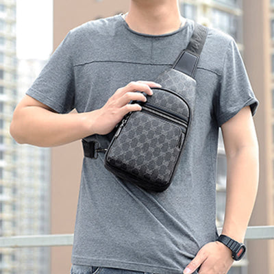 Leather Crossbody Bag Shoulder Sling Bag Casual Chest Bags for Men