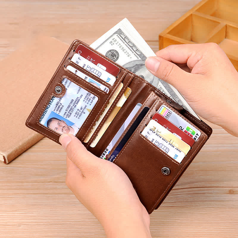 Mens RFID Blocking Wallet Soft PU Leather Credit Card Holder