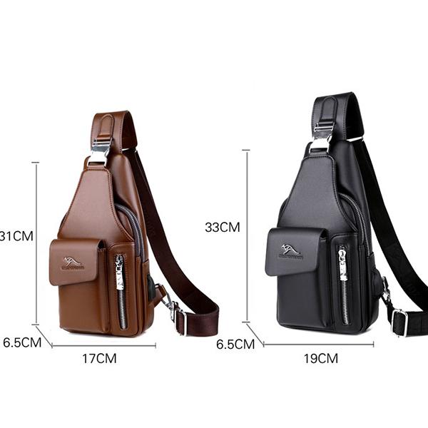 Multi-Compartment Wearing-Resisting Sling Bag with USB Charging Port