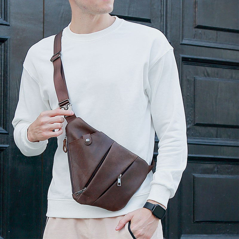 Men's Anti-theft Genuine Leather Sling Bag