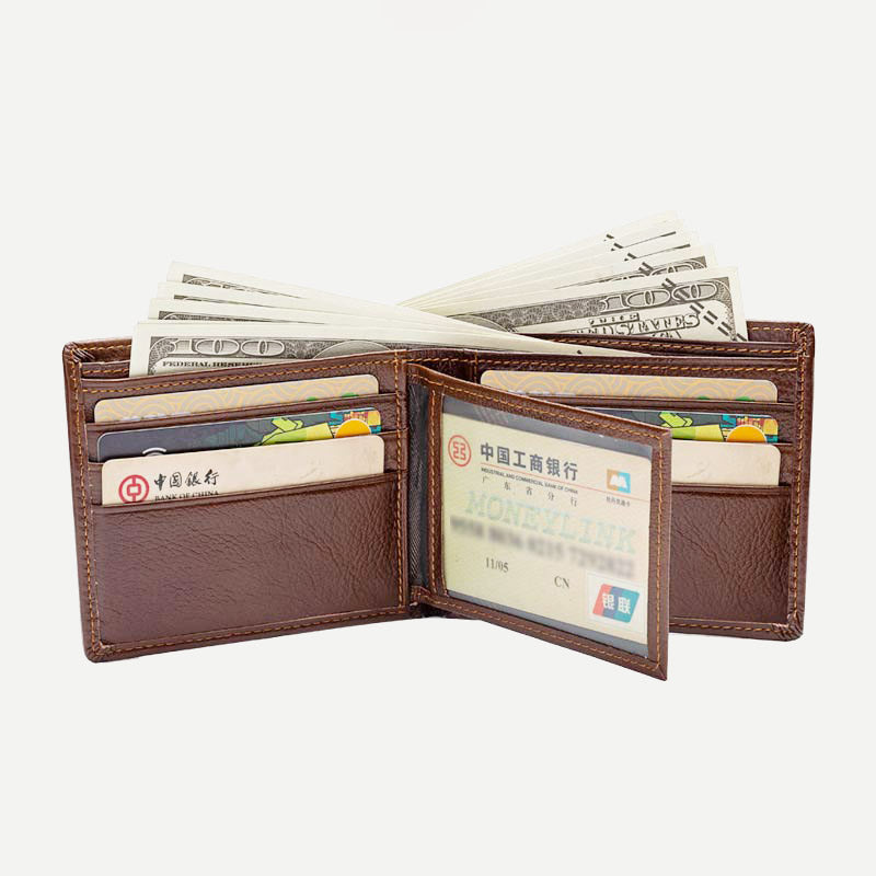 Mens Retro Bifold Short Roomy Leather Wallet Multi Style Optionals