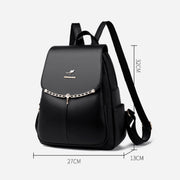 Leather Backpack For Women Short Travel Simple Solid Color Daypack