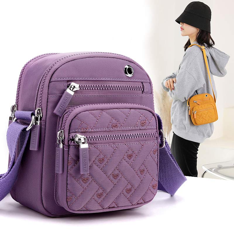 Multi-pocket Casual Nylon Purse Women Crossbody Bag with Earphone Hole