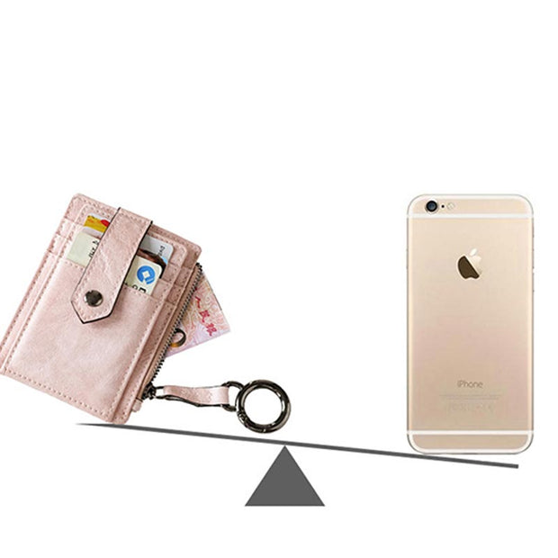 Slim Card Case Front Pocket Wallet Women Credit Card Holder with Keychain