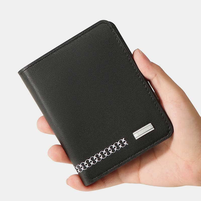 Men's Trifold Embroidery PU Leather Wallet RFID Blocking Card Holder