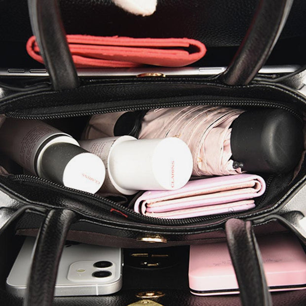 Triple Compartment Top-Handle Bag for Women Multi-carry Crossbody Shoulder Bag Purses