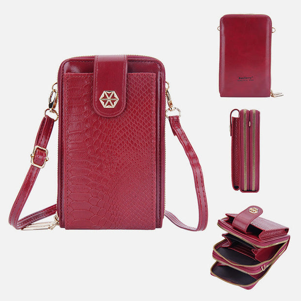 Solid Snakeskin Grain Phone Bag For Women Elegant Crossbody Wallet