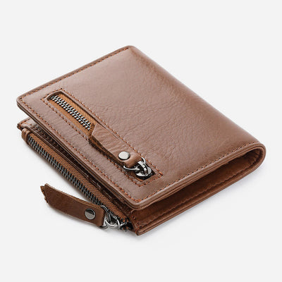 Genuine Leather RFID Wallet For Men Minimalist Large Retro Purse