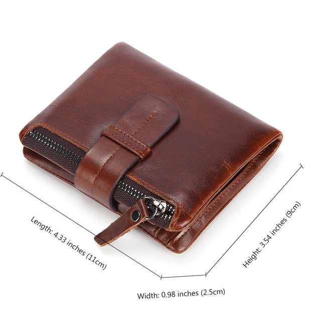 Vintage Genuine Leather Short Wallet Men's Purse Front Pocket Wallet