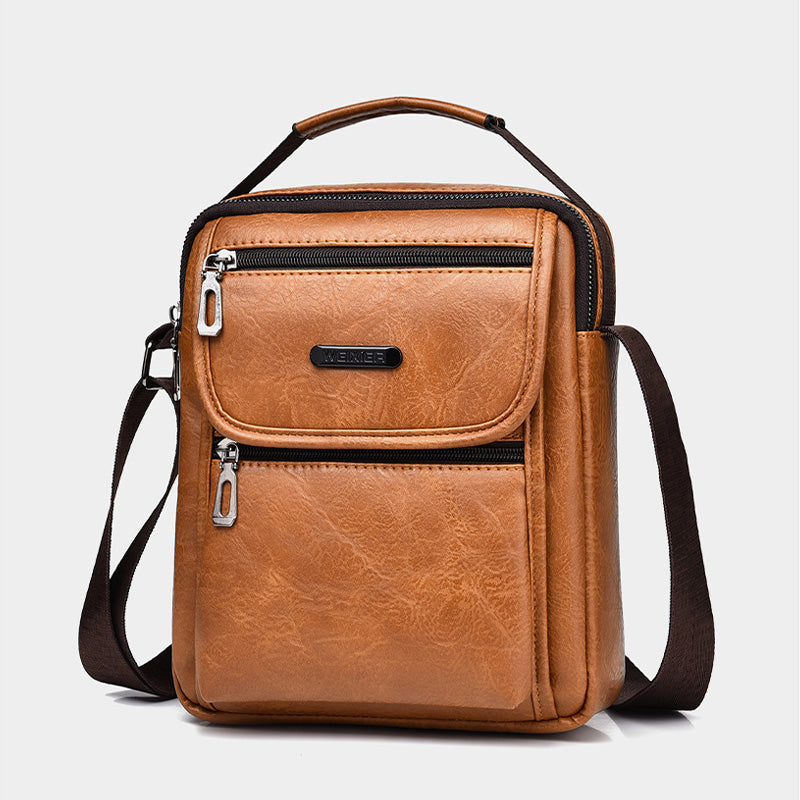 Portable Messenger Bag For Men Business Vegan Leather Shoulder Bag