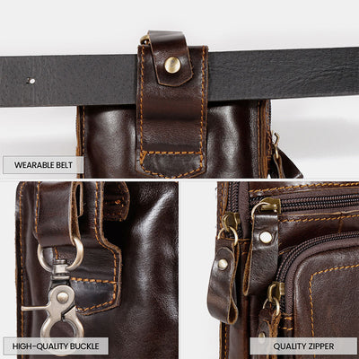 Retro Genuine Leather Business Waist Bag