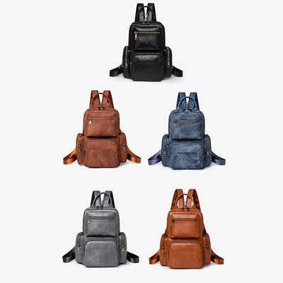 Retro Leather Backpack Convertible Sling Bag For Women Weekender