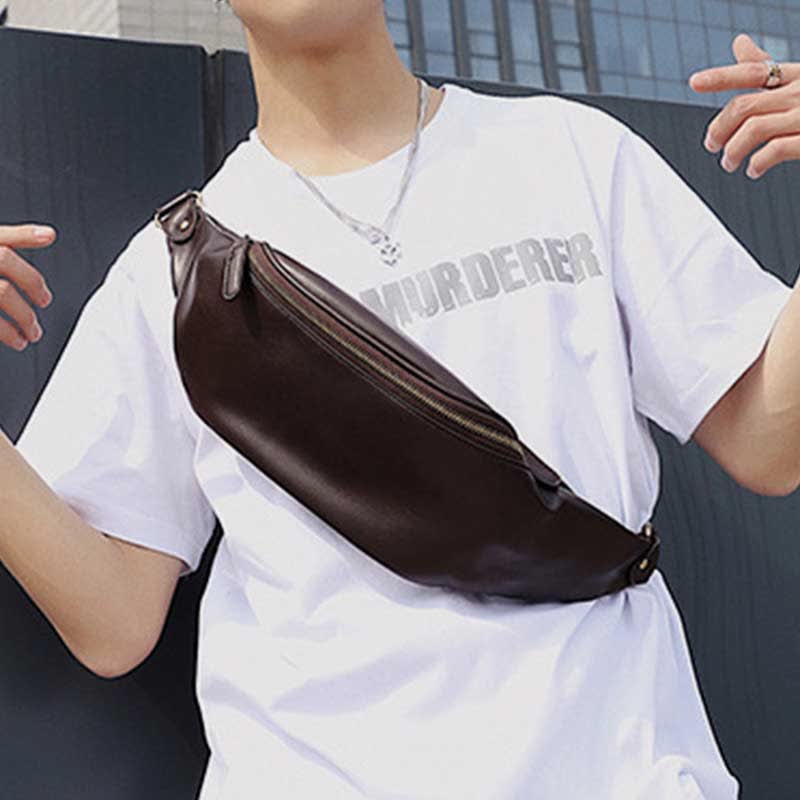 Small Leather Sling Bag Crossbody Personal Pocket Bag Chest Shoulder Backpack