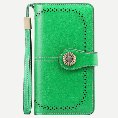 Women RFID Blocking Leather Wallet Multi-slot Credit Card Holder Clutch