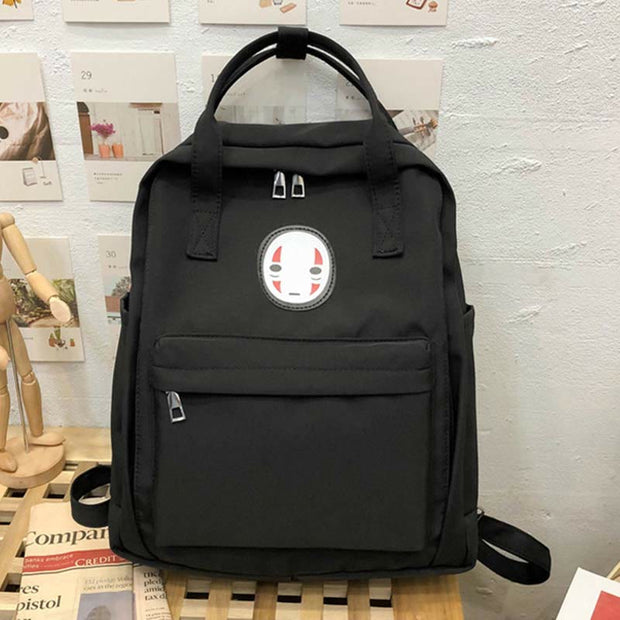 Backpack for Women Light Color Cartoon Smile Nylon School Handbag