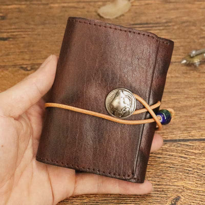 Retro Handmade Genuine Leather Card Holder Wallet for Men Women