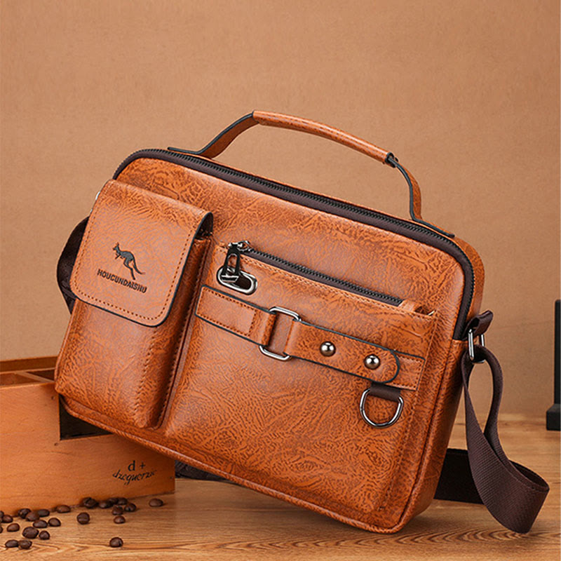 Classic Messenger Bag For Men Business Leather Crossbody Satchel Purse