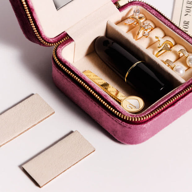 Limited Stock: Velvet Square Jewelry Case with Mirror