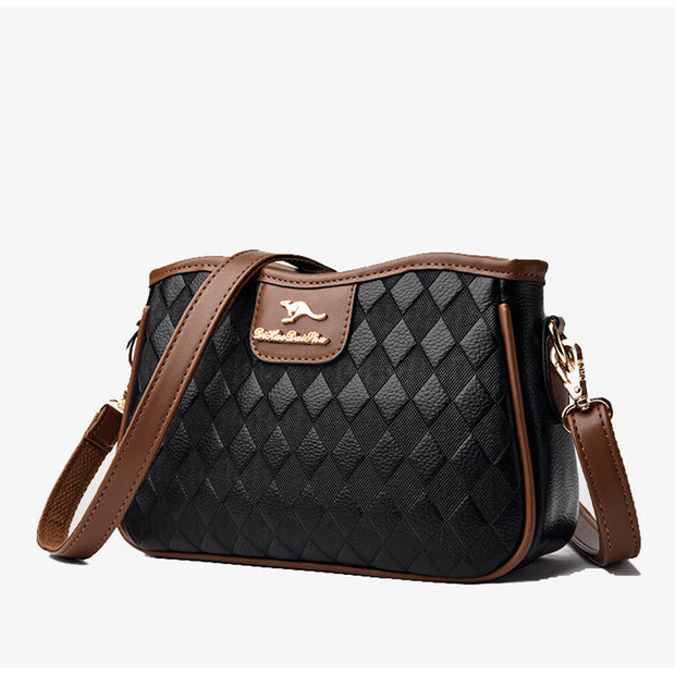 Crossbody Square Bag For Women Diamond Pattern Leather Commuter Purse