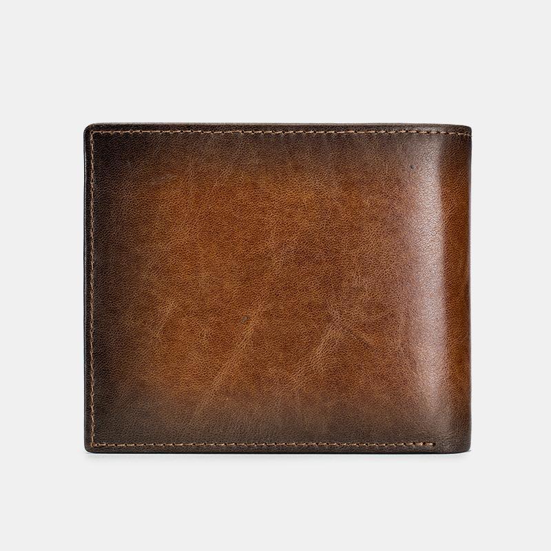 Genuine Leather RFID Multi-Slot Gradient Short Wallet