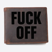 F**k Off Engrave Wallet For Men Genuine Leather RFID Purse