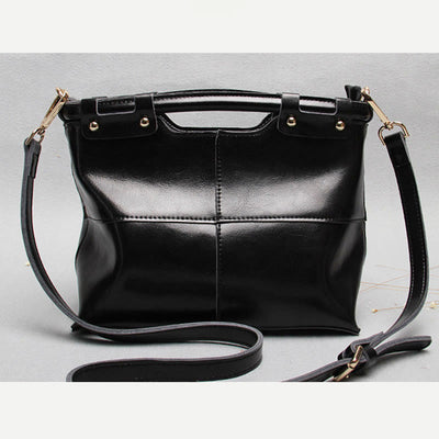 Top-Handle Bag For Women Riveted Cowhide Leather Crossbody Tote Bag