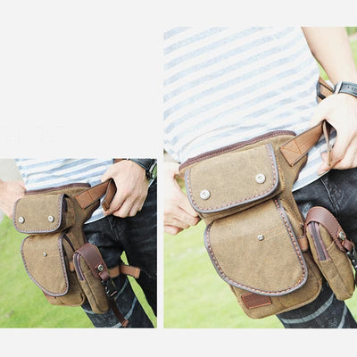 Leg Bag For Men Durable Vertical Outdoor Sports Canvas Bag