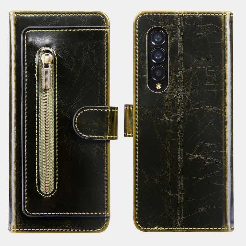 Z Fold 4 /3 Case Wallet for Women Men PU Leather Flip Kickstand Phone Cover