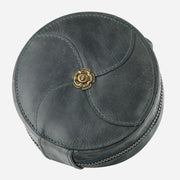 Round Coin Purse For Women Travel Genuine Leather Storage Bag