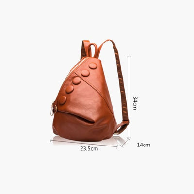 Solid Color Leather Backpack For Women Youth Travel Purse