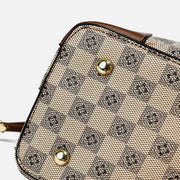 Women Large Bucket Bag Plaid Vegan Leather Crossbody Handbag