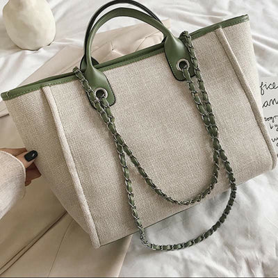 Crossbody Canvas Tote For Women Chain Strap Bucket Bag