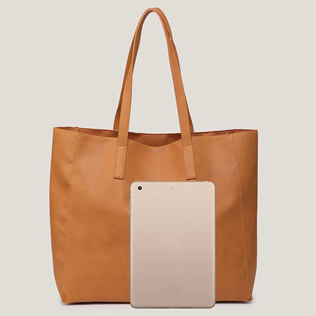 Vintage Soft Leather Tote Shoulder Bag for Women Satchel Handbag