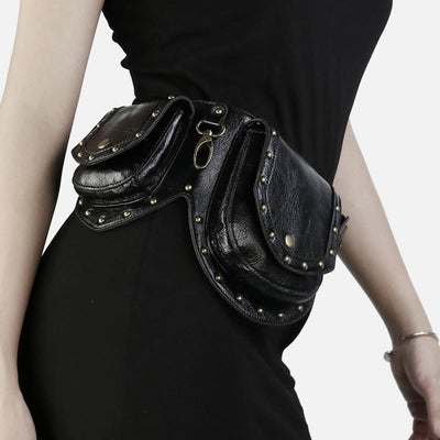 Punk Rivet Waist Bag For Women Multifunctional Carry Crossbody Bag