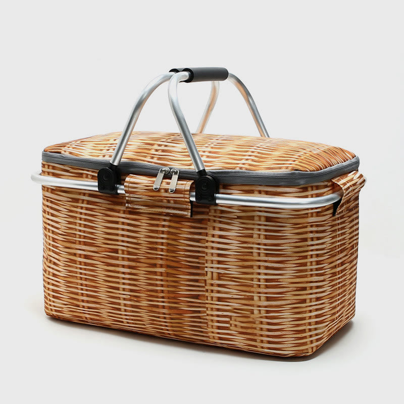 Cooler Bag For Beach Outing Foldable Thicken Oxford Picnic Basket