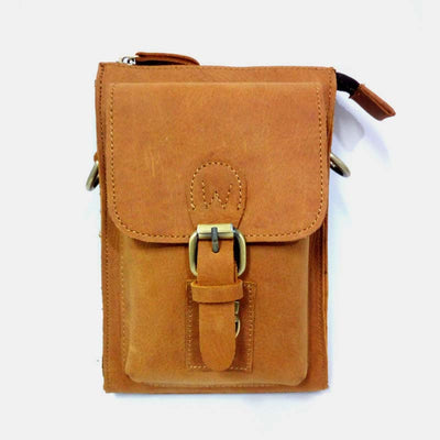 Genuine Leather Multifunction Waist Bag Crossbody Bag with Belt Loop