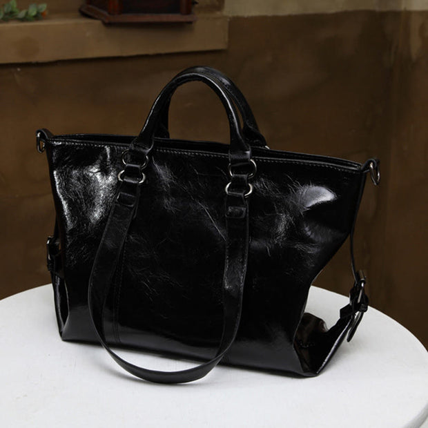 Large Travel Tote Womens Minimalist Plain Color Leather Handbag